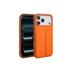 Coverzone İphone 17 Pro İle Uyumlu Deri Kartlıklı Sevilla Kartlık Hazneli Şık Telefon Kılıfı-Turuncu
