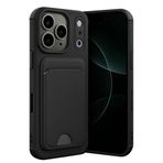 Coverzone iPhone 17 Pro Max ile uyumlu Kılıf N-Kelvin Kartvizitli Kart Taşıma Cebi Soft-Touch Silikon Kapak (Siyah, iPhone 17 Pro Max)