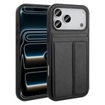 Coverzone İphone 17 Pro Max İle Uyumlu Yüksek Kalite Deri Kartlıklı Sevilla Kartlık Hazneli Şık Telefon Kılıfı-Siyah