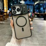 Coverzone iPhone 17 Pro Max uyumlu Kamera Lens Aparatlı Stand Olabilen Magsafe ile uyumlu Kamera Korumalı Şeffaf Full Color Magnetic Wireless Telefon Kılıfı Siyah