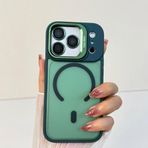 Coverzone iPhone 17 Pro uyumlu Kamera Lens Aparatlı Stand Olabilen Magsafe ile uyumlu Kamera Korumalı Şeffaf Full Color Magnetic Wireless Telefon Kılıfı Yeşil
