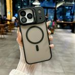 Coverzone iPhone 17 uyumlu Kamera Lens Aparatlı Stand Olabilen Magsafe ile uyumlu Kamera Korumalı Şeffaf Full Color Magnetic Wireless Telefon Kılıfı Siyah