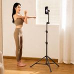 Coverzone Jopree B19F | Ayaklı Tripod Telefon Tutucu 180 cm-220 cm Yükseklik Ayarı, Bluetooth Uzaktan Kumanda, Dış Mekan Kullanımı, Fotoğraf Çekimi ve Video İzleme için Uygun
