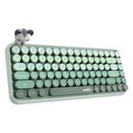 Coverzone Kablosuz Bluetooth Retro Sessiz Klavye – Yuvarlak Tuşlu, Kedi Süs Aksesuarı, 84 Tuşlu, Taşınabilir, Akıllı Uyku Modu, Ergonomik Tasarım, Tablet Telefon Uyumlu, AJAZZ AJ308i Yeşil