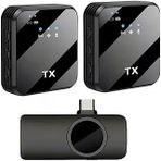 Coverzone Kablosuz Yaka Mikrofonu Çift Mikrofon iPhone 15 16 17 ile Uyumlu TYPE-C Portlu Telefon PC Tablet Video Kayıt Röportaj Canlı Yayın Vlog Kablosuz Mikrofon | 1027