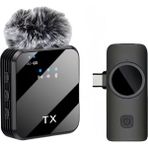 Coverzone Kablosuz Yaka Mikrofonu Tekli Mikrofon iPhone 16 ile Uyumlu TYPE-C Portlu Telefon PC Tablet Video Kayıt Röportaj Canlı Yayın Vlog Kablosuz Mikrofon 1026