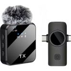 Coverzone Kablosuz Yaka Mikrofonu Tekli Mikrofon iPhone 16 ile Uyumlu TYPE-C/Lightning Portlu Telefon PC Tablet Video Kayıt Röportaj Canlı Yayın Vlog Kablosuz Mikrofon 1028