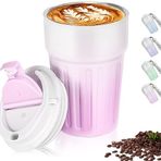 Coverzone Kahve Termosu Paslanmaz Çelik Su Matarası Spor Matarası, Kapaklı 400 ml, Sızdırmaz Çocuk Şişesi, Ev Ofis Okul Kamp yada Tatilde Kullanıma Uygun, Fitness Su Şisesi (Pembe)