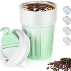 Coverzone Kahve Termosu Paslanmaz Çelik Su Matarası Spor Matarası, Kapaklı 400 ml, Sızdırmaz Çocuk Şişesi, Ev Ofis Okul Kamp yada Tatilde Kullanıma Uygun, Fitness Su Şisesi (Yeşil)