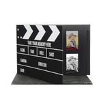 Coverzone Klaket Tasarımlı Anı Defteri, 20 Siyah Yaprak, Fotoğraf ve Anılar İçin Koleksiyon Albümü, Dekoratif Scrapbook, Retro Clap Board Tasarımlı, Sert Kapak, Siyah