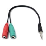 Coverzone Kulaklık Mikrofon Speaker Y Splitter Çift Jack Çıkışlı Kablo