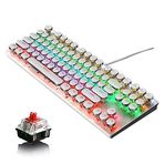 CoverZone Leaven K550 Kablolu Klavye Daktilo Tarzı Su Geçirmez LED Rgb Gökkuşağı Renler Mekanik Oyuncu Işıklı Klavye Ergonomik Tasarım Rahat 150CM Kablo Uzunluğu Kullanım Bilgisayar Pc Için - Beyaz
