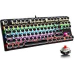 CoverZone Leaven K550 Kablolu Klavye Daktilo Tarzı Su Geçirmez LED Rgb Gökkuşağı Renler Mekanik Oyuncu Işıklı Klavye Ergonomik Tasarım Rahat 150CM Kablo Uzunluğu Kullanım Bilgisayar Pc Için - Siyah