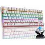 coverzone Leaven K550 Kablolu Türkçe Klavye Led RGB 87 Tuşlu Switch Renk Seçeneği Gökkuşağı Renler Mekanik Oyuncu Işıklı Klavye Ergonomik Tasarım Rahat 150cm Kablo Uzunluğu Bilgisayar PC için (Mavi Switch)