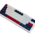 Coverzone Leaven K610 Mini Kablolu Mekanik RGB Işıklı Klavye 61 Tuşlu Kırmızı Switch Kompak ve Şık Tasarım İngilizce Q Klavye 10cm x 29cm (Lacivert - Beyaz)