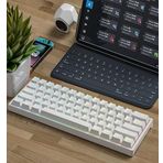 coverzone Leaven K620 Type-C Kablolu Klavye Led RGB 61 Tuşlu RGB Mekanik Oyuncu Işıklı Klavye Ergonomik Tasarım Bilgisayar PC için Gaming Keyboard Beyaz Renk Sarı Switch