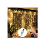 Coverzone Led Perde Işık 5M Sarı – Kornişe Takılabilir USB Güçlü, 10 Halkalı Bakır Tel, Uzaktan Kumanda