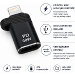 Coverzone Lightning to Type-C Şarj Çevirici Adaptör PD30W 60W Hızlı Şarj Destekli USB-C To Lightning Dönüştürücü Adaptör Şarj Aparatı | AL201
