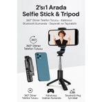 Coverzone Magic Snapshot Selfie Stick - 2’Si 1 Arada, Paslanmaz Çelik, Katlanabilir, 360° Döner Tripod Q11