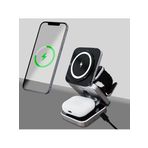 Coverzone Magsafe Uyumlu 3in1 Kablosuz Şarj Cihazı iPhone Uyumlu Watch Uyumlu Masaüstü Portatif Katlanabilir Taşınabilir Cep Boyutu Şarj Aleti Airpod Uyumlu PB11