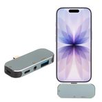 Coverzone Mini Boy USB C Hub Adaptör, iPhone 15, 16, 17 ile Uyumlu 3.5 Kulaklık Bağlantı Noktası Type-C Tipi USB 3.0 Çevirici Hub 5'i 1 arada 10Gbps 100W Alüminyum Alaşımlı Malzeme YX04