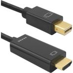 CoverZone Mini Displayport To HDMI Kablo – 4K UHD 1080P Destekli, Tak Çalıştır, Ses ve Görüntü Aktarım Adaptörü, Laptop – Monitör – Tv Bağlantısı Için Dönüştürücü Kablo | 1.8 Metre | ZR167 - Siyah