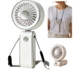 Coverzone Mini El Fanı | 3 Hız Modu, 90° Ayarlanabilir, Boyun Askılı, 15 cm Kompakt Taşınabilir Fan, USB Şarjlı, Seyahat, Ofis ve Günlük, Serinletici Etki, YM88265 (Gri)