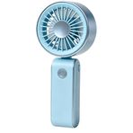 Coverzone Mini El Fanı | 3 Hız Modu, 90° Ayarlanabilir, Boyun Askılı, 15 cm Kompakt Taşınabilir Fan, USB Şarjlı, Seyahat, Ofis ve Günlük, Serinletici Etki, YM88265 (Mavi)