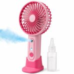 Coverzone Mini Fan Vantilatör Şarjlı Su Buharlı Taşınabilir Masa Fanı Buharlı Serinletme, Ev Ofis Kamp Seyahat El Tipi Sulu Fan Telefon Tutucu Özellikli Masaüstü Ofis Için Vantilatör K25 Pembe