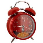 Coverzone Modern Resimli Çalar Saat Dekoratif Yüksek Sesli Mekanik Alarm Sesli Uzay Temalı Çalar Alarmlı Saat Dekoratif Hediyelik 16 x 11 x 5 cm Ayda Bayrak