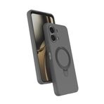 Coverzone Oppo A6 Pro ile uyumlu Kılıf MagSafe ile uyumlu Z-Samara Kapak Wireless Şarj Özellikli Stand Olabilen Oppo A6 Pro kilif Titanyum Gri