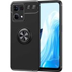 Coverzone Oppo Reno 7 4g Ile Uyumlu Kılıf Ravel Yüzük Tutuculu Standlı Silikon Siyah
