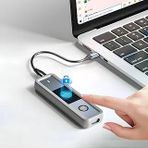 Coverzone Parmak İzi Şifreleme Özellikli M.2 SSD Kutusu Type-C Alüminyum Harici SSD Enclosure 2230 2242 2280 Uyumlu 1000MB/s Hız Silikon Kılıflı Veri Depolama Kutusu ITH18-U124, Gri