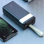 coverzone Powerbank Kaliteli Orjinal MarkaLed Işıklı Şarj Durumu Göstergesi Taşıma İpli 30000 mAh ve 40000 mAh Ofiste Evde Tatilde Kampda Araba Kolayca Yanında Taşı Güç Bankası Wuw (40000)
