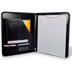 Coverzone Premium Suni Deri Sekreterlik – Mandallı Evrak Tutucu, Tablet Bölmeli Organizer, Çok Gözlü Evrak Dosyası (32.5 × 25 Cm), Siyah - Hesap Makinesiz
