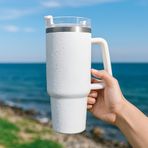 Coverzone Profesyonel 304 Paslanmaz Çelik 4 Mevsim Sıcak ve Soğuk Çay Kahve Termosu Paslanmaz Çelik 1.2 Litre Termos Suluk Gezi Piknik için Ev İş Okul Spor için X55 (1200 ml - Beyaz)