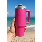 Coverzone Profesyonel 304 Paslanmaz Çelik 4 Mevsim Sıcak ve Soğuk Çay Kahve Termosu Paslanmaz Çelik 1.2 Litre Termos Suluk Gezi Piknik için Ev İş Okul Spor için X55 (1200 ml - Pembe)