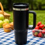 Coverzone Profesyonel 304 Paslanmaz Çelik 4 Mevsim Sıcak ve Soğuk Çay Kahve Termosu Paslanmaz Çelik 1.2 Litre Termos Suluk Gezi Piknik için Ev İş Okul Spor için X55 (1200 ml - Siyah)