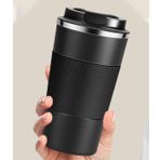 Coverzone Profesyonel 304 Paslanmaz Çelik Sıcak ve Soğuk Çay Kahve Termosu Paslanmaz Çelik 350ml Kapasite Termos Suluk Gezi Piknik için Okul Termosu Ev İş Spor için MTR350-X (Siyah)