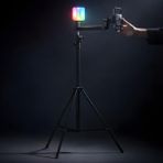 Coverzone Profesyonel RGB Dolgu Işıklı Telefon Tripodu 190cm Uzatılabilir Alüminyum Gövde 108 LED Video Işığı 2000mAh Bataryalı 2 Eklemli Ayarlanabilir Telefon Tutuculu Güzellik Işığı - FT54, Siyah