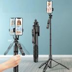 Coverzone Profesyonel Tripod Ve Selfie Çubuğu L16 Bluetooth Uzaktan Kumandalı Cep Telefonu Yüksekliği Ayarlanabilir Masaüstü Portatif Taşınabilir İç ve Dış Mekan Evde Tatilde Kampda Kullanıma Uygun