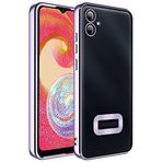 coverzone Samsung Galaxy A04E ile uyumlu Kılıf Kamera Korumalı Logo Gösteren Parlak renk kenar çizgileri ile şık bir tasarım Colored Z-Omega Kapak (LİLA)
