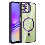 Coverzone Samsung Galaxy A07 ile Uyumlu Z-Etro MagSafe Wireless Şarj Destekli, Güçlü Manyetik Tutucu, Stand Olabilen, Kamera Lens Hediyeli Koruyucu Kılıf Derin Mor