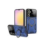 Coverzone Samsung Galaxy A16 5G ile uyumlu Kılıf Joy Joy Stand Olabilen Lens Korumalı 360° Derece Dönen Halak Yüzük Aparatlı Kapak Lacivert