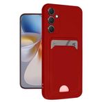 Coverzone Samsung Galaxy A16 ile uyumlu Kılıf Kartvizitli Kartlıklı Kamera Korumalı Galaxy A16-5G ile uyumlu Kapak Silikon Soft ve Pürüzsüz Dış Yüzey (Kırmızı, Galaxy A16)
