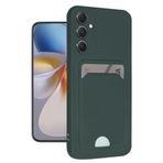 Coverzone Samsung Galaxy A16 ile uyumlu Kılıf Kartvizitli Kartlıklı Kamera Korumalı Galaxy A16-5G ile uyumlu Kapak Silikon Soft ve Pürüzsüz Dış Yüzey (Koyu Yeşil, Galaxy A16)