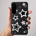 Coverzone Samsung Galaxy A16/A26 İle Uyumlu Yüksek Kalite Özel Tasarım Kadife İç Yüzey Lansman Silikon Premium Telefon Kılıfı-SD02-Siyah Yıldız