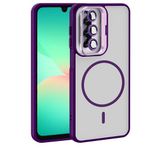 Coverzone Samsung Galaxy A17 ile Uyumlu Z-Etro MagSafe Wireless Şarj Destekli, Güçlü Manyetik Tutucu, Stand Olabilen, Kamera Lens Hediyeli Koruyucu Kılıf Derin Mor