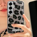Coverzone Samsung Galaxy A23 ile Uyumlu Leopar Desenli Şeffaf Kılıf Parlak ve Şık Tasarım Darbe Emici Koruma 2mm Kamera Korumalı Arka Kapak No 1