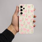 Coverzone Samsung Galaxy A24 İle Uyumlu Yüksek Kalite Özel Tasarım Kadife İç Yüzey Lansman Silikon Premium Telefon Kılıfı-SD02-Krem Çicek
